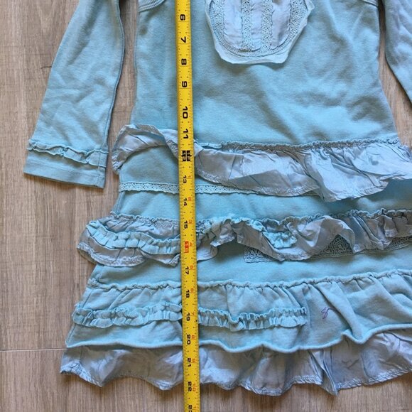 Naartjie Kids Girls Ruffle Layered Long Sleeve Dress Tunic Sz 4 Blue - Picture 5 of 6